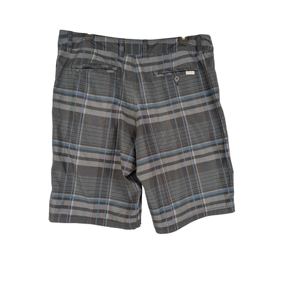 Trinity Collective Dual Purpose Shorts Mens 34 Grey Blue Plaid Hybrid Boardshort - Picture 2 of 8